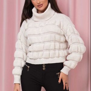 Forever 21 Cream Bubble Textured Jumper